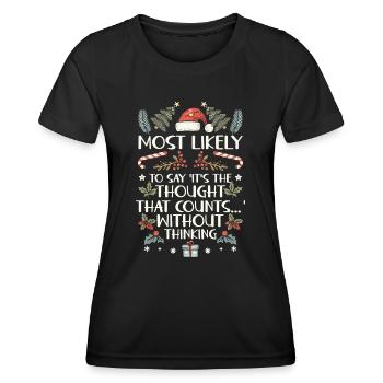 Noël Drôle Dicton Humour Sarcasme - T-shirt sport Femme - noir - Devant - AI Model Female 172 light (172cm)