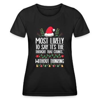 Noël Drôle Dicton Humour Sarcasme - T-shirt sport Femme - noir - Devant - AI Model Female 172 light (172cm)