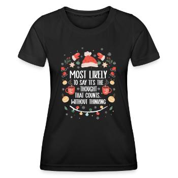Noël Drôle Dicton Humour Sarcasme - T-shirt sport Femme - noir - Devant - AI Model Female 172 light (172cm)