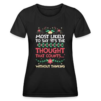 Noël Drôle Dicton Humour Sarcasme - T-shirt sport Femme - noir - Devant - AI Model Female 172 light (172cm)
