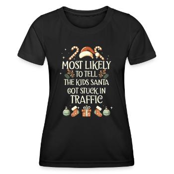Xmas Christmas Parents Saying Humor Funny - Women's Functional T-Shirt - black - Front - AI Model Female 172 light (172cm)