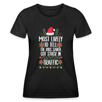Xmas Christmas Parents Saying Humor Funny - Women's Functional T-Shirt - black - Front - AI Model Female 172 light (172cm)