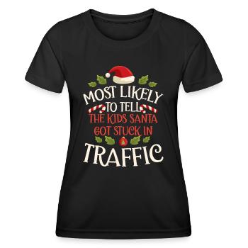 Xmas Christmas Parents Saying Humor Funny - Women's Functional T-Shirt - black - Front - AI Model Female 172 light (172cm)