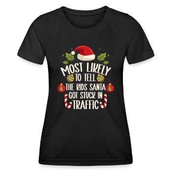 Xmas Christmas Parents Saying Humor Funny - Women's Functional T-Shirt - black - Front - AI Model Female 172 light (172cm)
