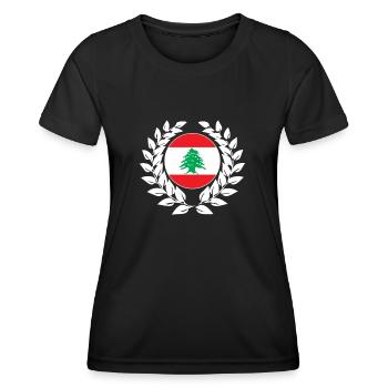 Lebanon Lebanese flag flag - Women's Functional T-Shirt - black - Front - AI Model Female 172 light (172cm)