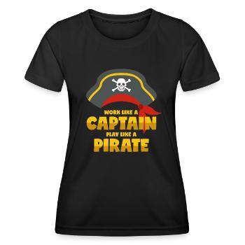 Work Like A Captain Play Like A Pirate - Frauen Funktions-T-Shirt - Schwarz - Vorne - AI Model Female 172 light (172cm)