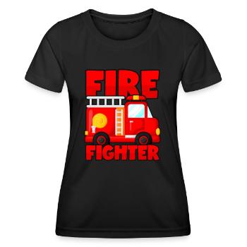 Camion pompier pompier pompier pompier - T-shirt sport Femme - noir - Devant - AI Model Female 172 light (172cm)