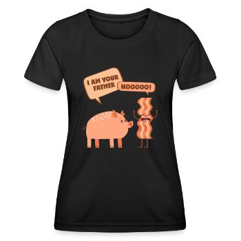 Cochon au bacon: Je suis ton père! - T-shirt sport Femme - noir - Devant - AI Model Female 172 light (172cm)