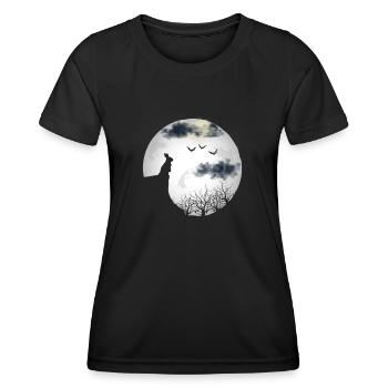 Halloween Mond Hase Häschen Geschenk - Frauen Funktions-T-Shirt - Schwarz - Vorne - AI Model Female 172 light (172cm)