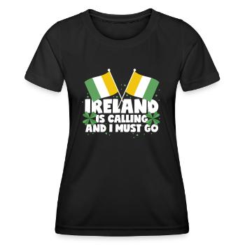 L’Irlande appelle et je dois aller en Irlande en disant - T-shirt sport Femme - noir - Devant - AI Model Female 172 light (172cm)
