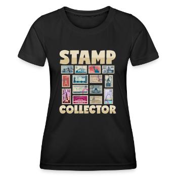 Stamp Collector Franked Letters Post - Women's Functional T-Shirt - black - Front - AI Model Female 172 light (172cm)