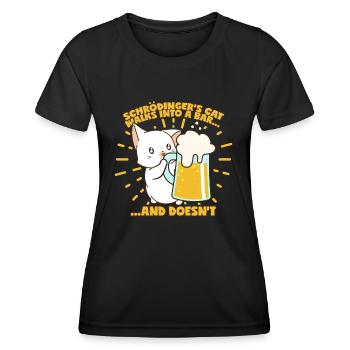Schrödingers Katze Witz Bar Bier Physikwitz - Frauen Funktions-T-Shirt - Schwarz - Vorne - AI Model Female 172 light (172cm)