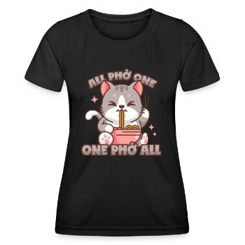 Phở Katze Vietnamesische Pho Suppe Wortspiel - Frauen Funktions-T-Shirt - Schwarz - Vorne - AI Model Female 172 light (172cm)