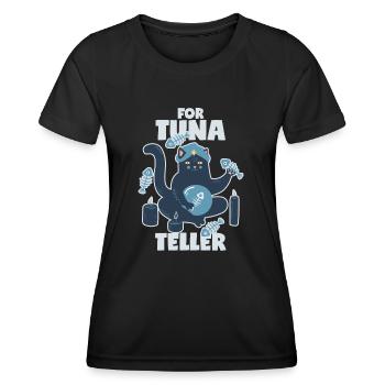 Fortune Teller Cat with Tuna: Fortunateller - Women's Functional T-Shirt - black - Front - AI Model Female 172 light (172cm)
