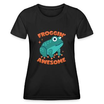 Jeu de mots de grenouille - T-shirt sport Femme - noir - Devant - AI Model Female 172 light (172cm)