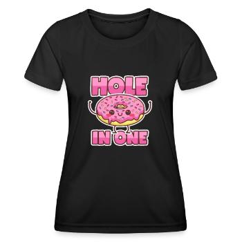 Donut: Trou en un - T-shirt sport Femme - noir - Devant - AI Model Female 172 light (172cm)