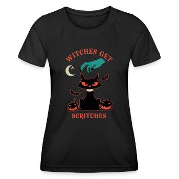 Halloween Witch Black Cat Saying - Women's Functional T-Shirt - black - Front - AI Model Female 172 light (172cm)