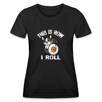 Schwarzer Tricolor Corgi - Frauen Funktions-T-Shirt - Schwarz - Vorne - AI Model Female 172 light (172cm)