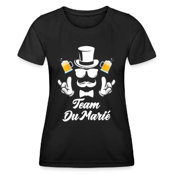 Enterrement de vie de garçon EVG Staff Marié Drôle - T-shirt sport Femme - noir - Devant - AI Model Female 172 light (172cm)
