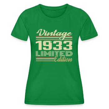 Birthday 91 Years Vintage 1933 Gift 1933 - Women's Functional T-Shirt - kelly green - Front - AI Model Female 172 dark (172cm)