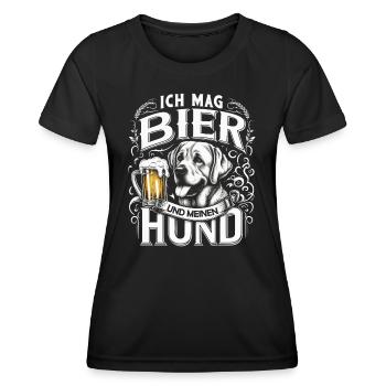 Ich mag Bier und meinen Hund - Frauen Funktions-T-Shirt - Schwarz - Vorne - AI Model Female 172 light (172cm)