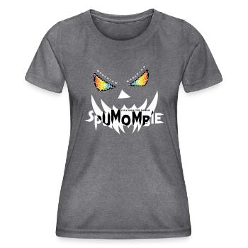 SPUMOMBIE Weiss - Spuk Monster Zombie - Frauen Funktions-T-Shirt - dunkle Melange  - Vorne - AI Model Female 172 light (172cm)