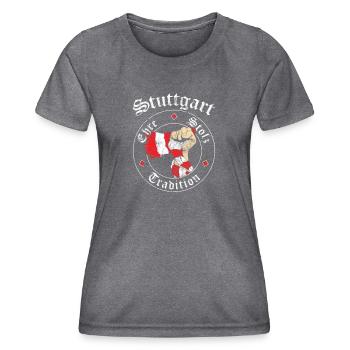 Stuttgart Ehre Stolz Tradition No II - Frauen Funktions-T-Shirt - dunkle Melange  - Vorne - AI Model Female 172 light (172cm)
