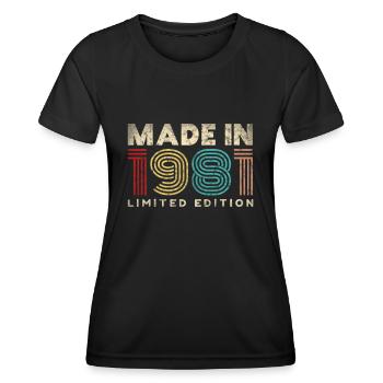 Fabriqué en vintage 1981 cadeau d’anniversaire 41 ans - T-shirt sport Femme - noir - Devant - AI Model Female 172 light (172cm)