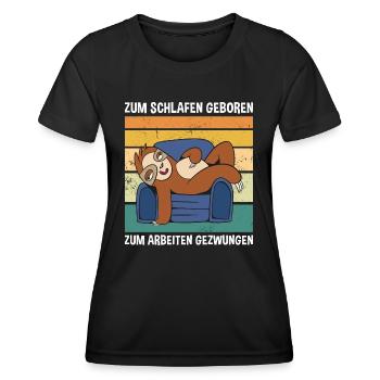 Zum Arbeiten Gezwungen Süßes Faultier - Frauen Funktions-T-Shirt - Schwarz - Vorne - AI Model Female 172 light (172cm)