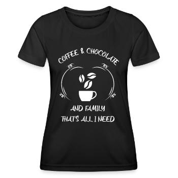 Café, expresso, café et chocolat - T-shirt sport Femme - noir - Devant - AI Model Female 172 light (172cm)