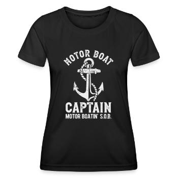 Motor Boat Captain Anchor Motor Boating - Women's Functional T-Shirt - black - Front - AI Model Female 172 light (172cm)