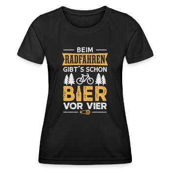 Fahrrad Radfahrer Bier Saufen - Frauen Funktions-T-Shirt - Schwarz - Vorne - AI Model Female 172 light (172cm)