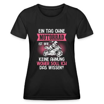 Motorrad Frau Bikerin Motorradfahrerin - Frauen Funktions-T-Shirt - Schwarz - Vorne - AI Model Female 172 light (172cm)