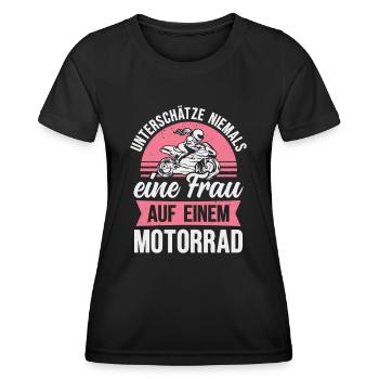 Motorrad Frau Bikerin Motorradfahrerin - Frauen Funktions-T-Shirt - Schwarz - Vorne - AI Model Female 172 light (172cm)