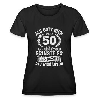 50. Geburtstag als Gott mich vor 50 Jahren schuf - Frauen Funktions-T-Shirt - Schwarz - Vorne - AI Model Female 172 light (172cm)