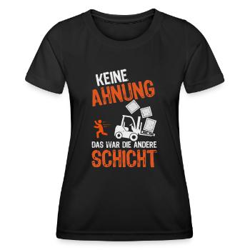 Staplerfahrer Lagerist Gabelstapler Lagerarbeiter - Frauen Funktions-T-Shirt - Schwarz - Vorne - AI Model Female 172 light (172cm)