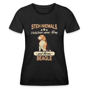 Beagle Hund Hundehalter - Frauen Funktions-T-Shirt - Schwarz - Vorne - AI Model Female 172 light (172cm)