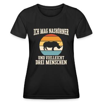 Nashorn Nashörner Tier - Frauen Funktions-T-Shirt - Schwarz - Vorne - AI Model Female 172 light (172cm)