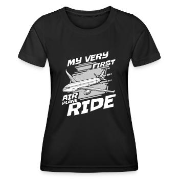 Vol du premier vol de l’avion - T-shirt sport Femme - noir - Devant - AI Model Female 172 light (172cm)