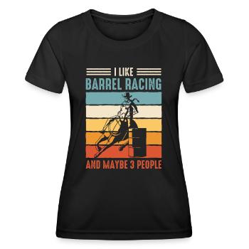 Horse Racing Barrel racing Horse Barrels - Women's Functional T-Shirt - black - Front - AI Model Female 172 light (172cm)