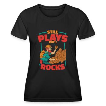 Géologie Géologue Roches Pierre Géo Minéral - T-shirt sport Femme - noir - Devant - AI Model Female 172 light (172cm)