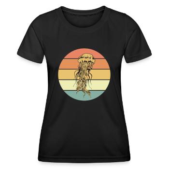 Qualle - Frauen Funktions-T-Shirt - Schwarz - Vorne - AI Model Female 172 light (172cm)