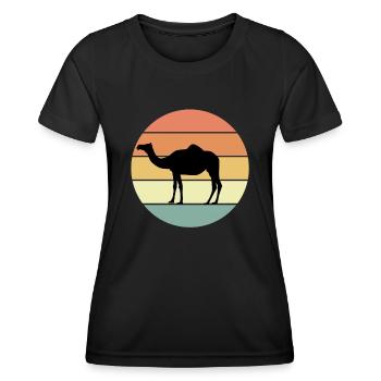 Retro Kamel Design - Frauen Funktions-T-Shirt - Schwarz - Vorne - AI Model Female 172 light (172cm)