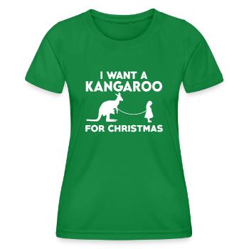 I want a kangaroo for Christmas - Women's Functional T-Shirt - kelly green - Front - AI Model Female 172 dark (172cm)