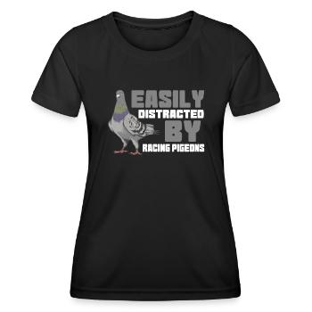 Easily Distracted By Pigeon Racing - Women's Functional T-Shirt - black - Front - AI Model Female 172 light (172cm)