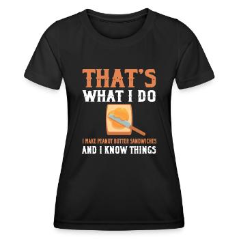 Sandwich au beurre d’arachide - T-shirt sport Femme - noir - Devant - AI Model Female 172 light (172cm)