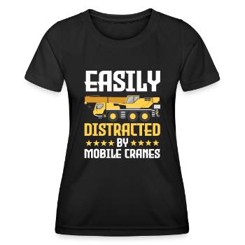 Drôle de grutier mobile - T-shirt sport Femme - noir - Devant - AI Model Female 172 light (172cm)