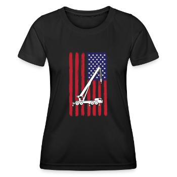 USA Kran - Frauen Funktions-T-Shirt - Schwarz - Vorne - AI Model Female 172 light (172cm)