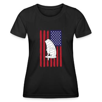 Wing Foiling America - Women's Functional T-Shirt - black - Front - AI Model Female 172 light (172cm)