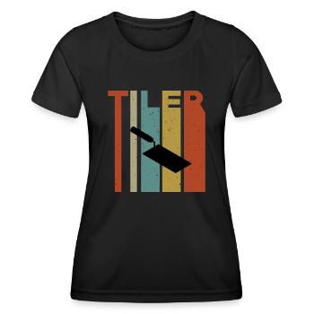 Conception de truelle de carreaux rétro - T-shirt sport Femme - noir - Devant - AI Model Female 172 light (172cm)